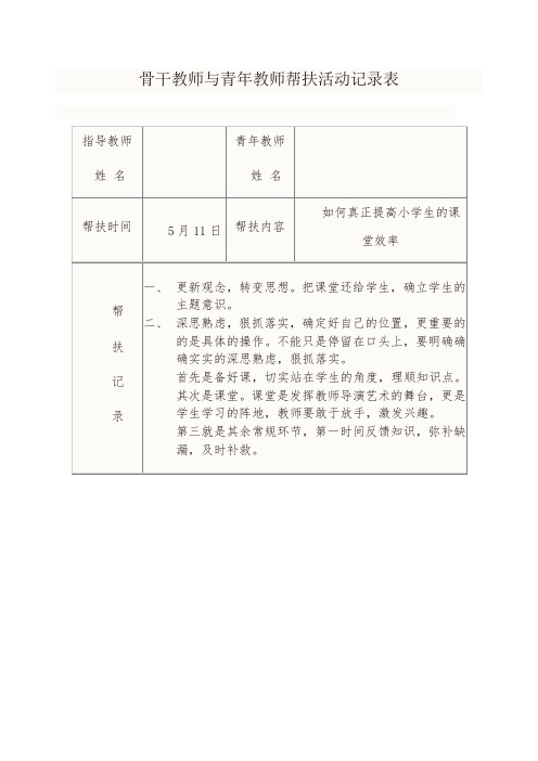 骨干教师与青年教师帮扶活动记录10