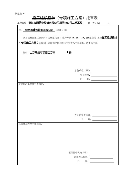 施工组织设计(专项施工方案)报审表