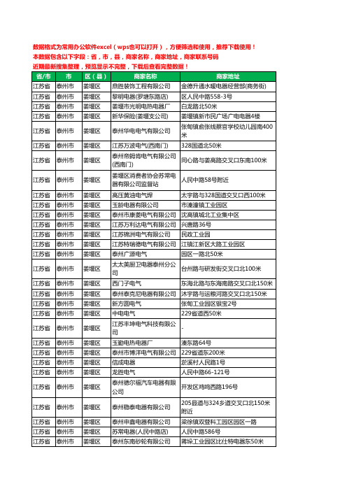 2020新版江苏省泰州市姜堰区电器有限公司工商企业公司商家名录名单黄页联系电话号码地址大全117家
