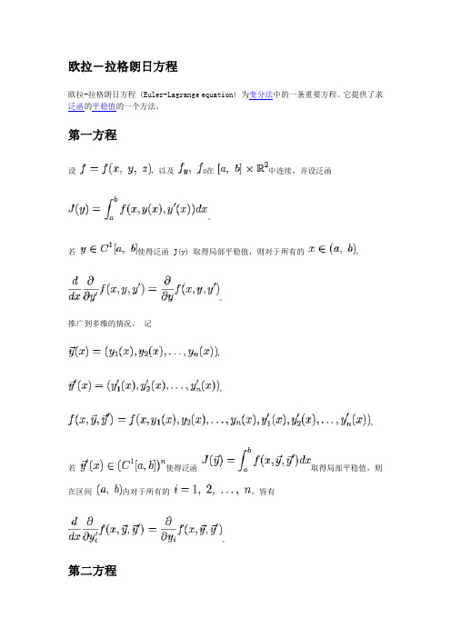 欧拉—拉格朗日方程