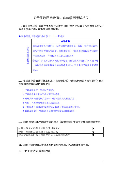 关于民族团结教育内容与学测考试相关