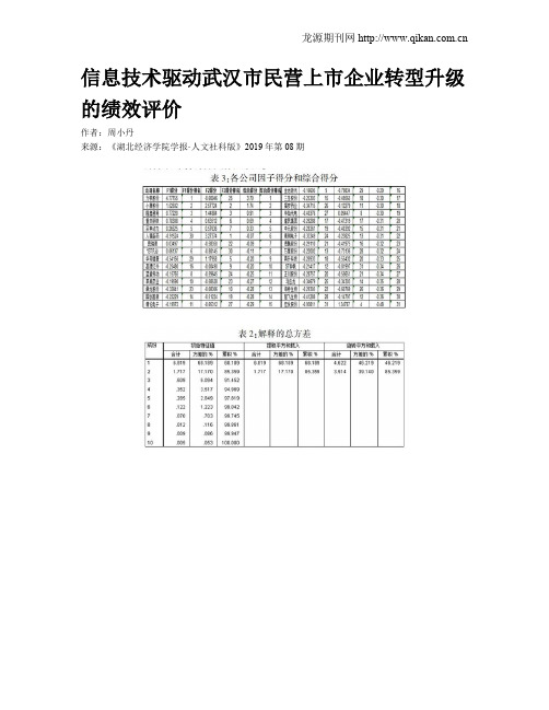 信息技术驱动武汉市民营上市企业转型升级的绩效评价