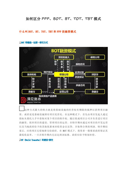 如何区分PPP、BOT、BT、TOT、TBT模式