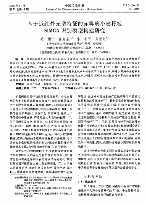 基于近红外光谱特征的赤霉病小麦籽粒SIMCA识别模型构建研究