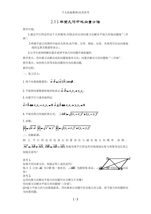 2..5..1平面几何中的向量方法2..5..2向量在物理中的应用举例