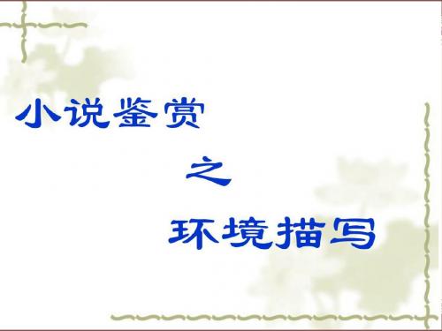 2015高考语文一轮复习小说环境