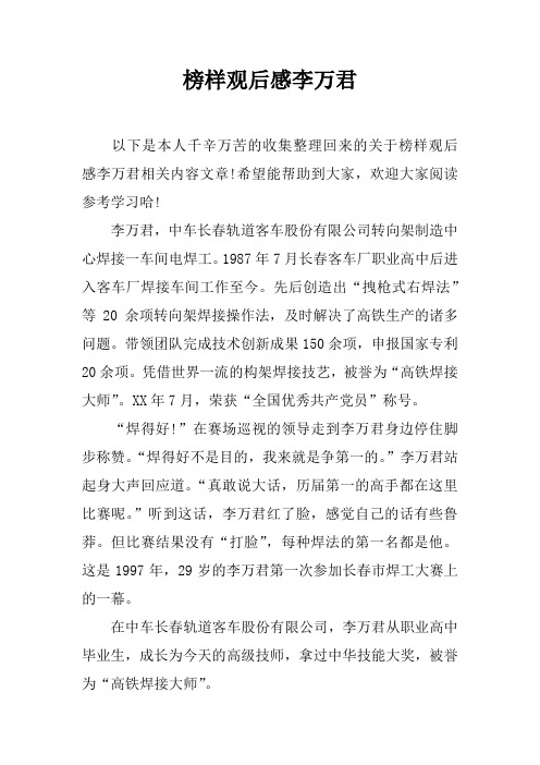 榜样观后感李万君