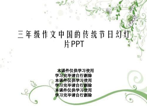 三年级作文中国的传统节日幻灯片PPT