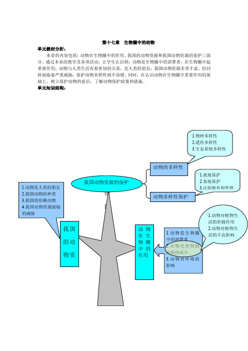 第1节  动物在生物圈中的作用 教案及反思