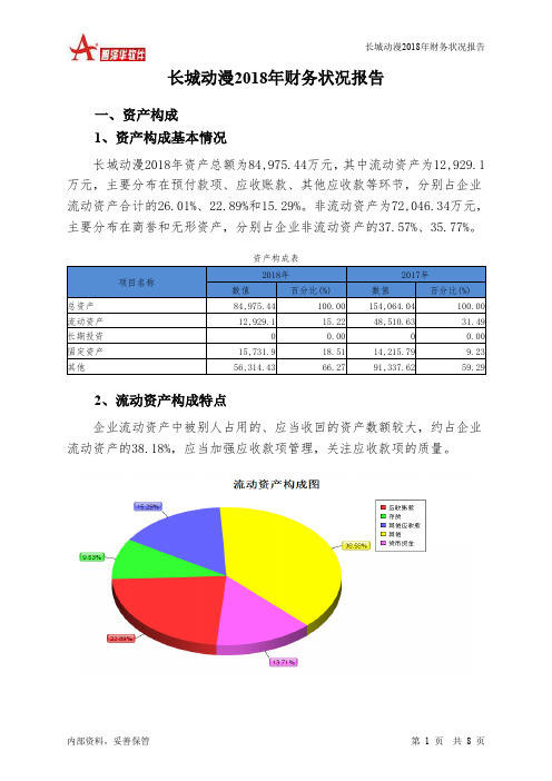 长城动漫2018年财务状况报告-智泽华