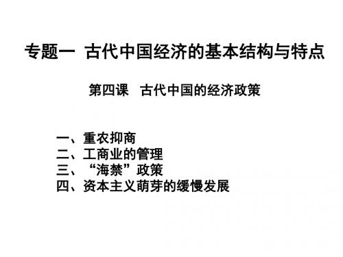 高一历史古代中国的经济政策
