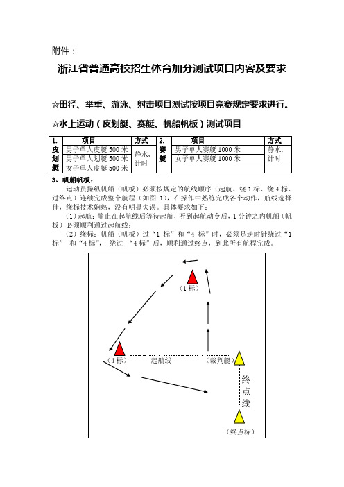 浙江省普通高校招生体育加分测试项目内容及要求