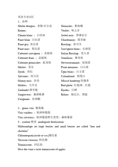 葡萄酒词汇问题求教