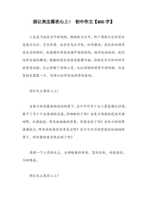 别让灰尘落在心上! 初中作文【800字】