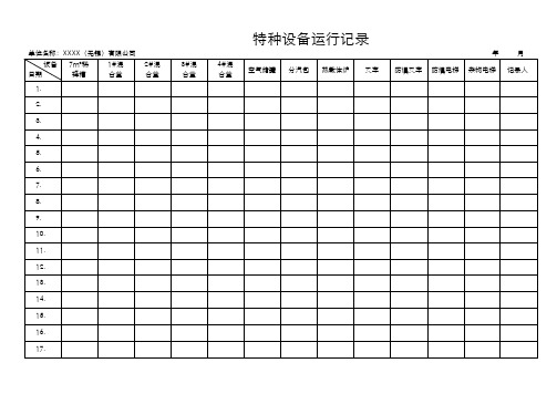 特种设备运行记录