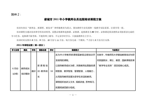 9b70f29a-5e37-4cfa-87d0-40558400f6ef_附件2 诸城市2011年小学教师全员远程培训课程方案