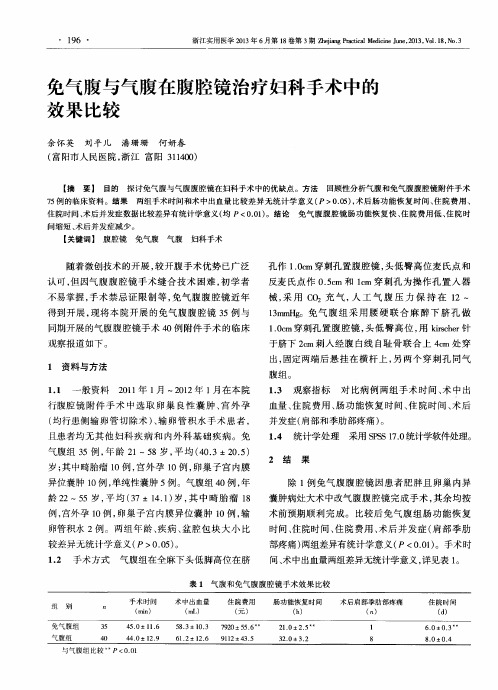 免气腹与气腹在腹腔镜治疗妇科手术中的效果比较