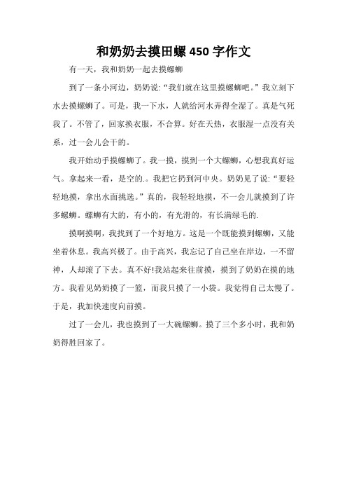 和奶奶去摸田螺450字作文
