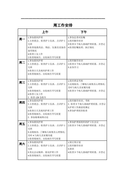护士长手册周工作安排