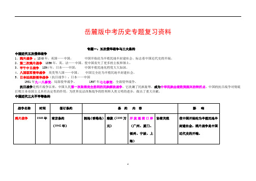 岳麓版中考历史专题复习资料