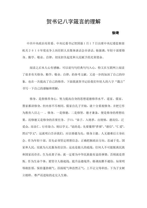 贺书记八字箴言理解-徐琦