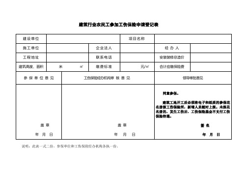 建筑行业农民工参加工伤保险申请登记表(1)