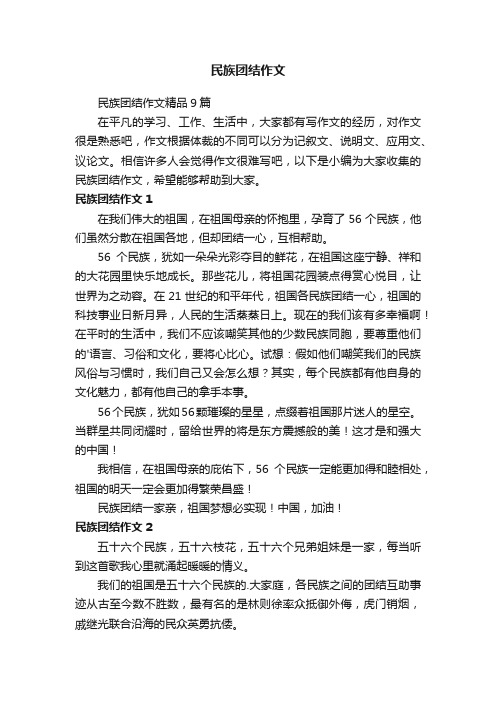 民族团结作文精品9篇
