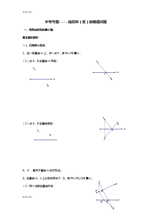 中考专题复习-----线段和差地最大值与最小值