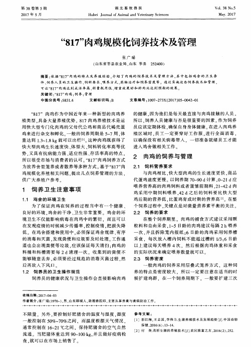 “817”肉鸡规模化饲养技术及管理