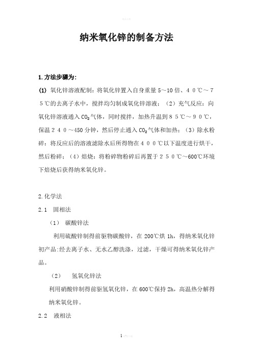 纳米氧化锌的制备方法