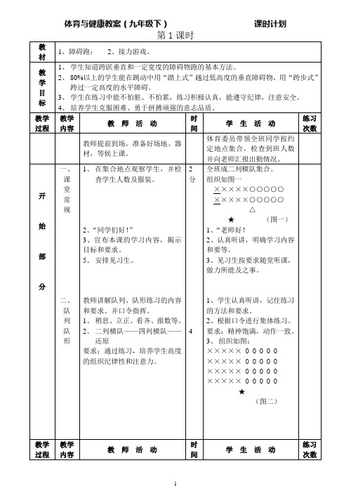 (完整word版)九年级 体育与健康教案(全)