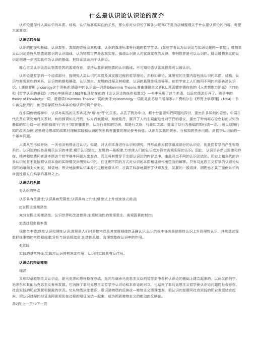 什么是认识论认识论的简介