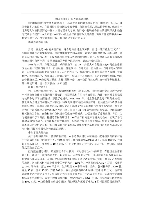 鸭业合作社社长先进事迹材料
