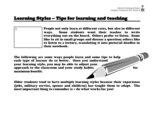 Learner Types and Styles