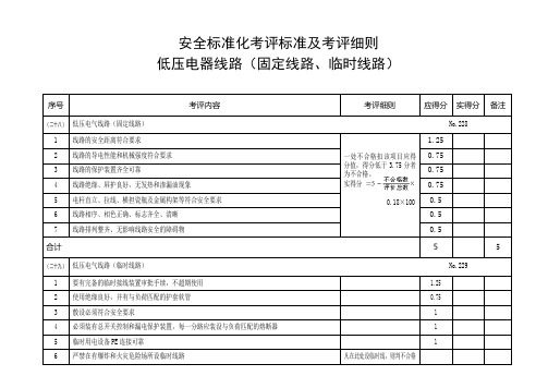 低压电器线路固定线路临时线路考评标准