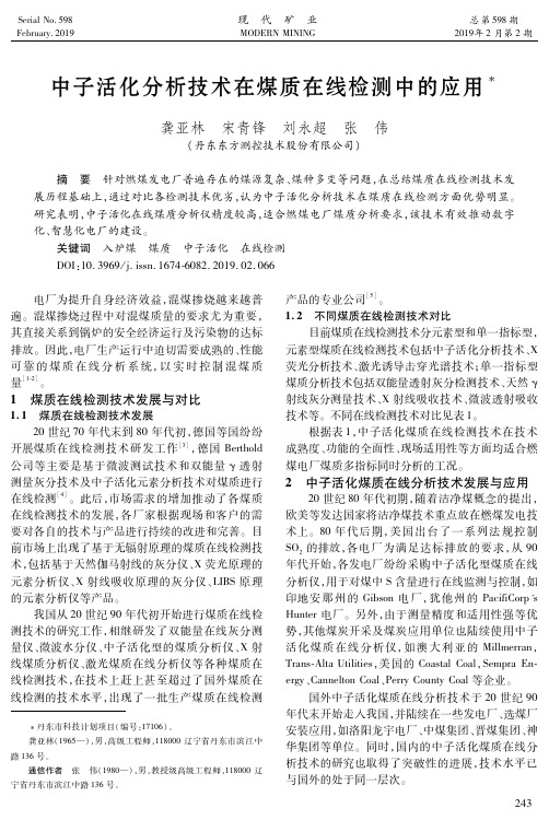 中子活化分析技术在煤质在线检测中的应用
