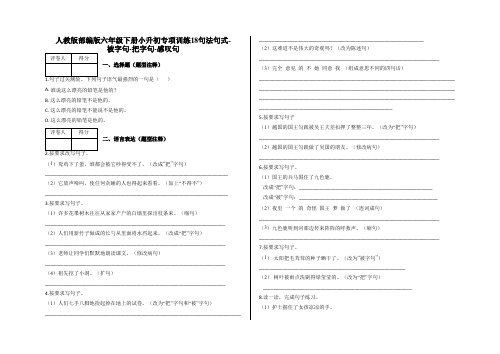 小升初专项训练句法句式-被字句-把字句-感叹句答案-人教版部编版