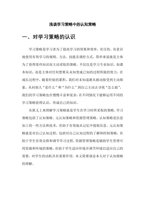 浅谈学习策略中的认知策略