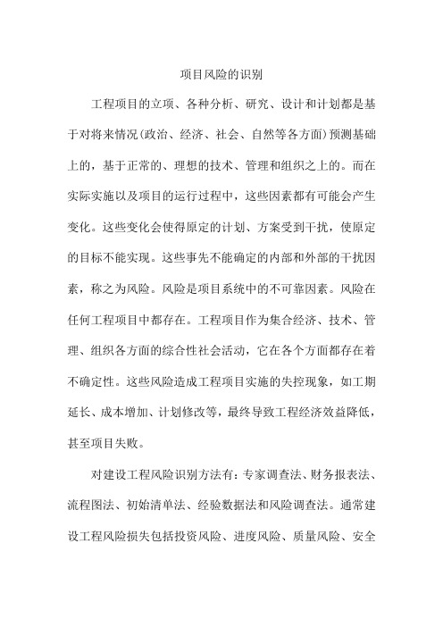 项目风险的识别