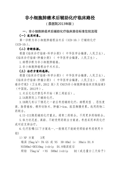 非小细胞肺癌术后辅助化疗临床路径
