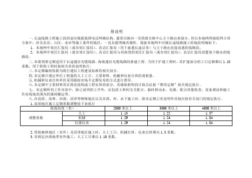 长途光缆线路预算定额