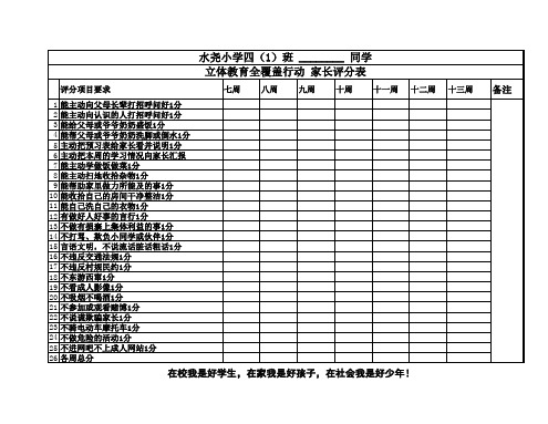 立体教育家长评分表