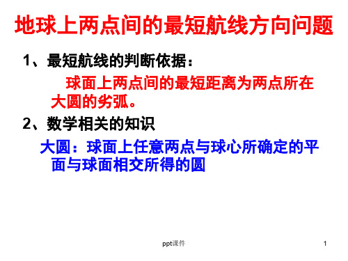 地球上两点间的最短航线方向问题  ppt课件