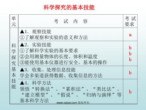 浙教版初中科学基本技能(中考复习)