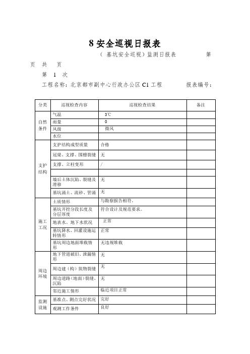 8安全巡视日报表