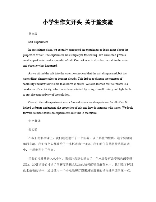 小学生作文开头 关于盐实验