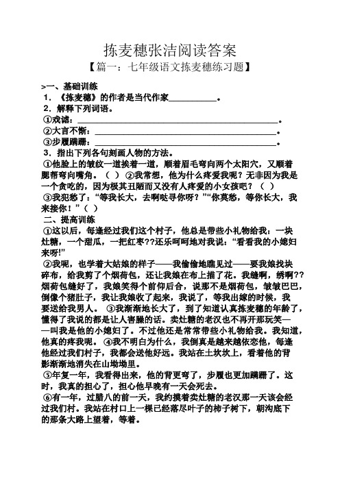 拣麦穗张洁阅读答案