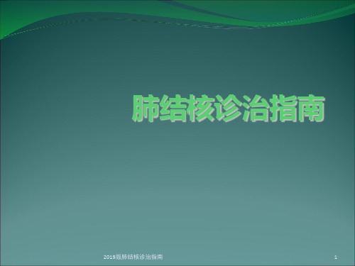 2019版肺结核诊治指南课件