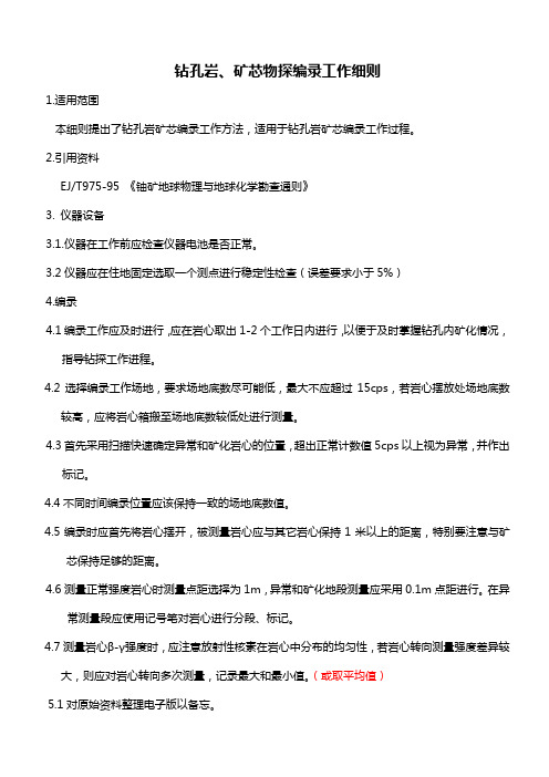 钻孔岩、矿芯物探编录工作细则