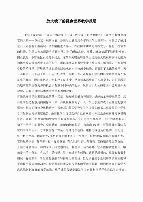 教科小学科学六下《1.2、放大镜下的昆虫世界》word教案(5)